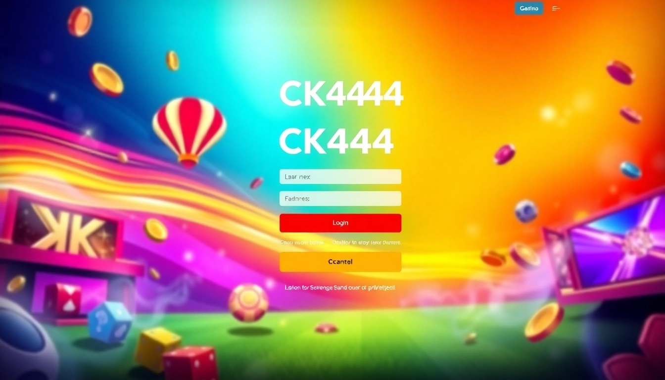 CK4444 login interface with sleek design and vibrant visuals for secure online gaming access