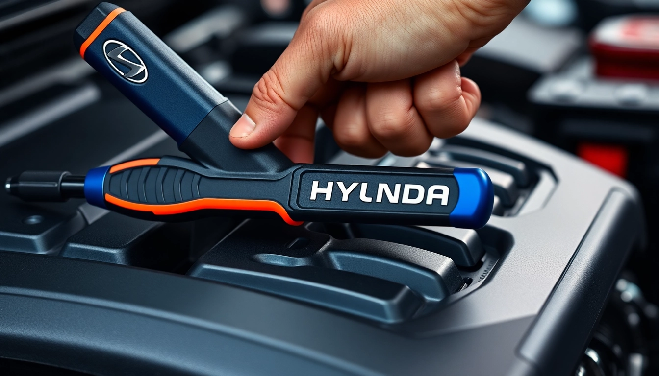 High-quality Hyundai werkzeug set with screwdrivers, wrenches, and pliers arranged neatly for automotive repair, showing durability and precision tools ideal for mechanics.