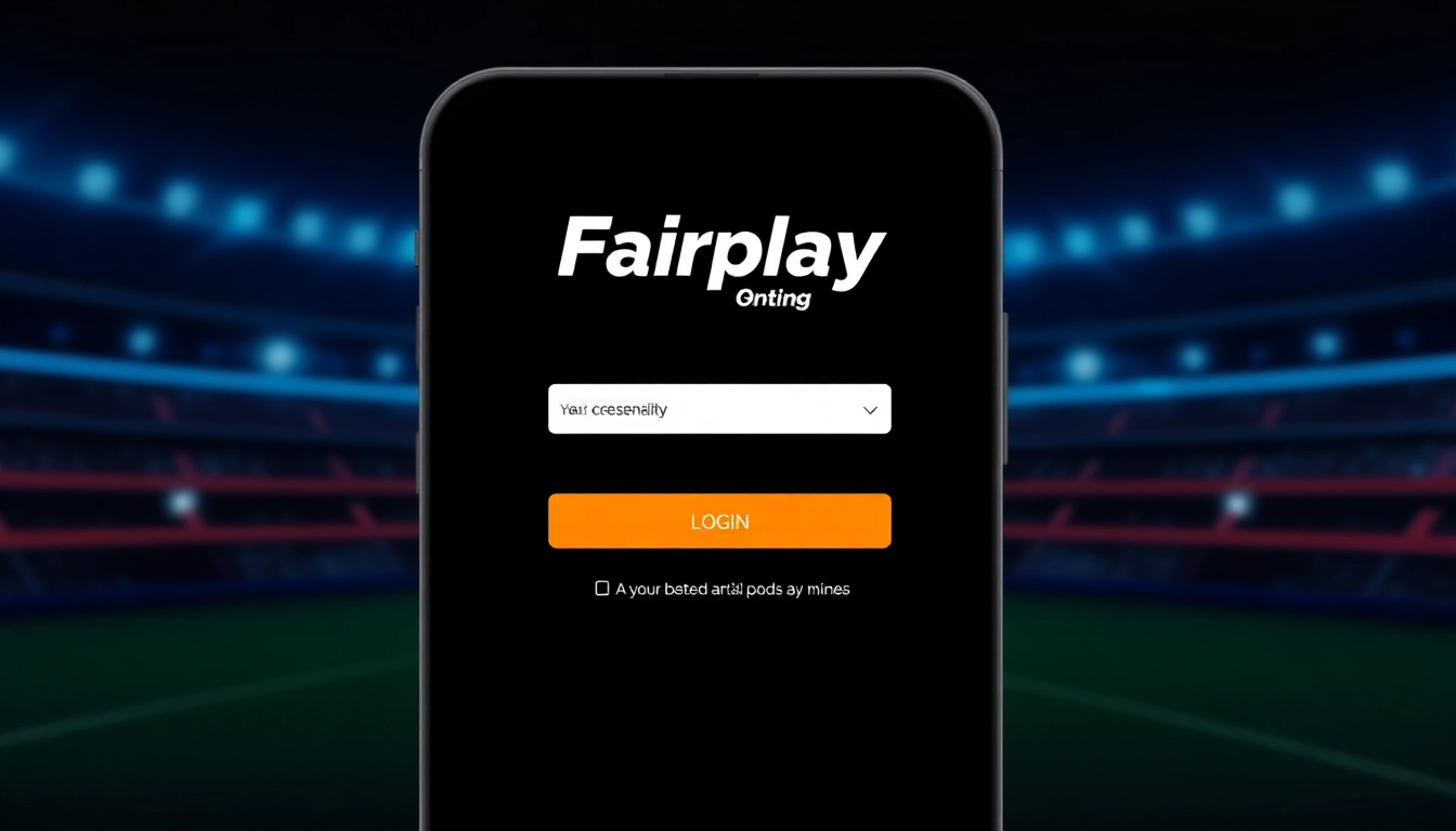 Login screen for fairplay online sports betting platform with vibrant orange and black design, user entering credentials, mobile interface focus.