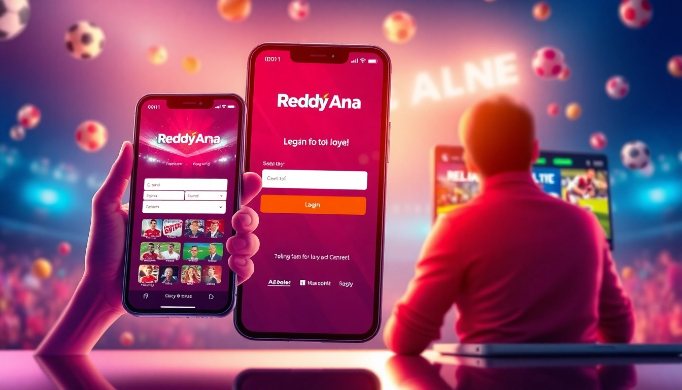 Reddy Anna Login page displayed on devices with sports betting interface, emphasizing quick and secure login for users.