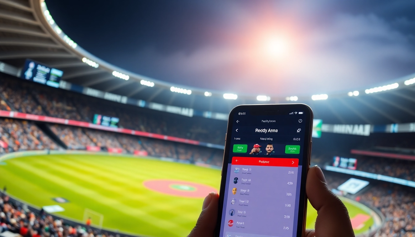 Reddy Anna betting platform on smartphone with live cricket match in background, highlighting seamless betting experience in India.