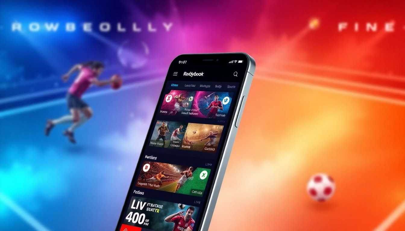 The Reddybook App in action, showcasing live sports betting on a user-friendly interface with vibrant visuals and real-time odds for cricket, football, and casino games.
