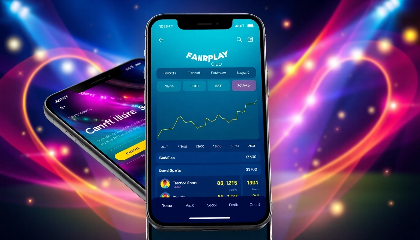 Fairplay club online betting platform displaying live sports odds and mobile app interface with a focus on trust and user engagement.