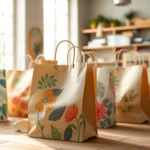 High-quality torba papierowa being filled with fresh bakery products in a clean, well-lit