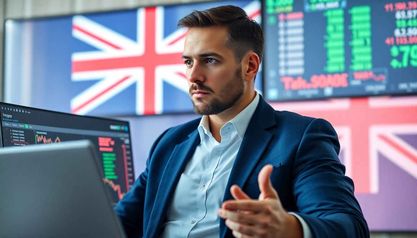 Stocks and Shares Investing Guide UK Financial advisor reviewing investment charts on digital